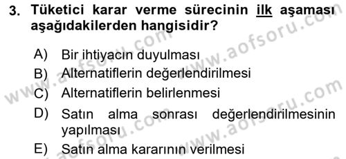 Pazarlama İlkeleri Dersi 2016 - 2017 Yılı (Final) Dönem Sonu Sınav Soruları 3. Soru