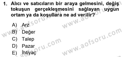 Pazarlama İlkeleri Dersi 2018 - 2019 Yılı (Vize) Ara Sınav Soruları 1. Soru