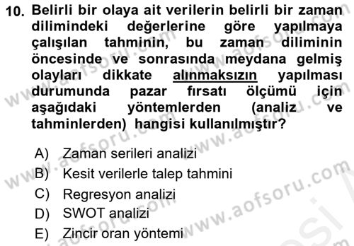 Pazarlama İlkeleri Dersi 2018 - 2019 Yılı (Vize) Ara Sınav Soruları 10. Soru
