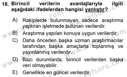 Pazarlama İlkeleri Dersi 2018 - 2019 Yılı (Vize) Ara Sınav Soruları 18. Soru