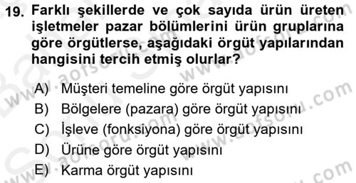 Pazarlama İlkeleri Dersi 2018 - 2019 Yılı (Final) Dönem Sonu Sınav Soruları 19. Soru