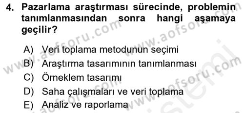 Pazarlama İlkeleri Dersi 2018 - 2019 Yılı (Final) Dönem Sonu Sınav Soruları 4. Soru