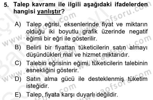 Pazarlama İlkeleri Dersi 2018 - 2019 Yılı (Final) Dönem Sonu Sınav Soruları 5. Soru