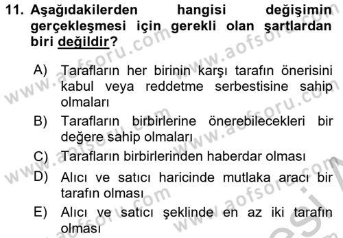 Pazarlama İlkeleri Dersi 2018 - 2019 Yılı Yaz Okulu Sınav Soruları 11. Soru