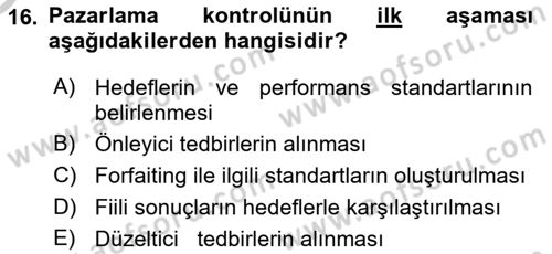 Pazarlama İlkeleri Dersi 2018 - 2019 Yılı Yaz Okulu Sınav Soruları 16. Soru