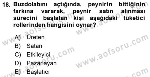 Pazarlama İlkeleri Dersi 2018 - 2019 Yılı Yaz Okulu Sınav Soruları 18. Soru