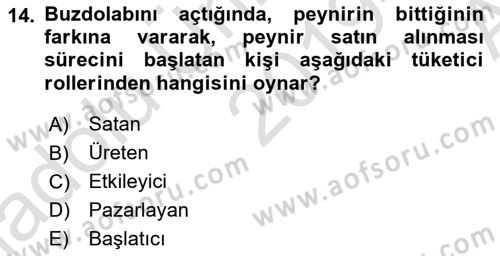 Pazarlama İlkeleri Dersi Ara Sınavı Deneme Sınav Soruları 14. Soru