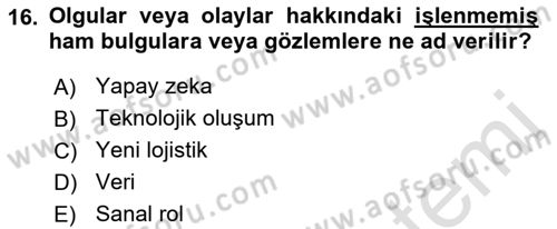 Pazarlama İlkeleri Dersi 2019 - 2020 Yılı (Vize) Ara Sınav Soruları 16. Soru