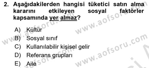 Pazarlama İlkeleri Dersi 2019 - 2020 Yılı (Final) Dönem Sonu Sınav Soruları 2. Soru