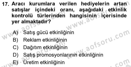 Pazarlama İlkeleri Dersi 2020 - 2021 Yılı Yaz Okulu Sınav Soruları 17. Soru