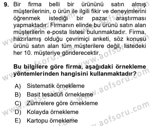 Pazarlama İlkeleri Dersi 2020 - 2021 Yılı Yaz Okulu Sınav Soruları 9. Soru