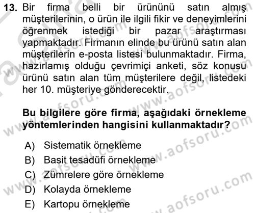 Pazarlama İlkeleri Dersi Ara Sınavı Deneme Sınav Soruları 13. Soru