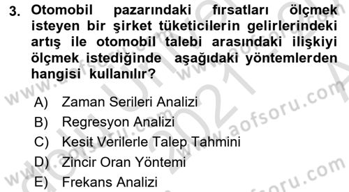 Pazarlama İlkeleri Dersi 2021 - 2022 Yılı (Vize) Ara Sınav Soruları 3. Soru