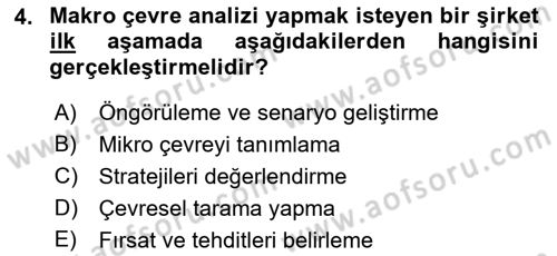 Pazarlama İlkeleri Dersi 2021 - 2022 Yılı (Vize) Ara Sınav Soruları 4. Soru