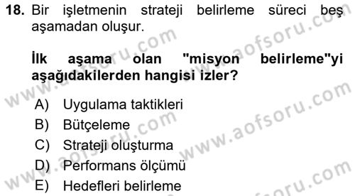 Pazarlama İlkeleri Dersi 2021 - 2022 Yılı (Final) Dönem Sonu Sınav Soruları 18. Soru