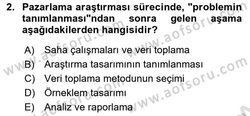 Pazarlama İlkeleri Dersi 2021 - 2022 Yılı (Final) Dönem Sonu Sınav Soruları 2. Soru