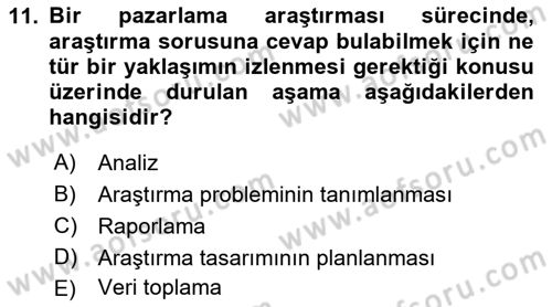 Pazarlama İlkeleri Dersi Ara Sınavı Deneme Sınav Soruları 11. Soru
