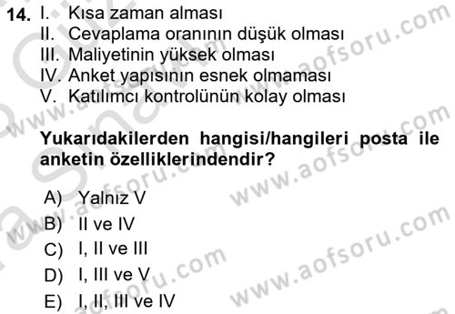 Pazarlama İlkeleri Dersi Ara Sınavı Deneme Sınav Soruları 14. Soru