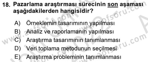 Pazarlama İlkeleri Dersi 2022 - 2023 Yılı (Vize) Ara Sınav Soruları 18. Soru