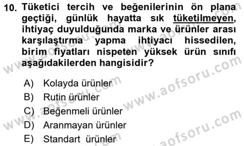 Pazarlama İlkeleri Dersi 2022 - 2023 Yılı (Final) Dönem Sonu Sınav Soruları 10. Soru