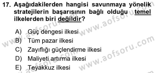 Pazarlama İlkeleri Dersi 2022 - 2023 Yılı (Final) Dönem Sonu Sınav Soruları 17. Soru