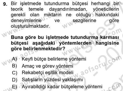 Pazarlama İlkeleri Dersi 2022 - 2023 Yılı (Final) Dönem Sonu Sınav Soruları 9. Soru
