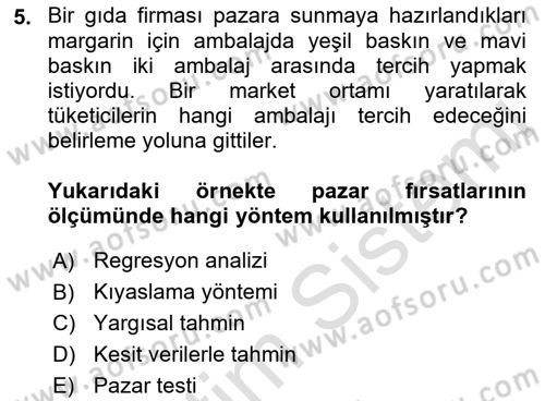 Pazarlama İlkeleri Dersi 2022 - 2023 Yılı Yaz Okulu Sınav Soruları 5. Soru