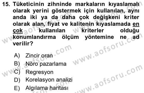 Pazarlama İlkeleri Dersi 2023 - 2024 Yılı Yaz Okulu Sınav Soruları 15. Soru