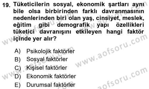 Pazarlama İlkeleri Dersi Ara Sınavı Deneme Sınav Soruları 19. Soru