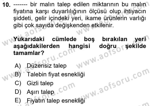 Pazarlama İlkeleri Dersi 2024 - 2025 Yılı (Final) Dönem Sonu Sınav Soruları 10. Soru