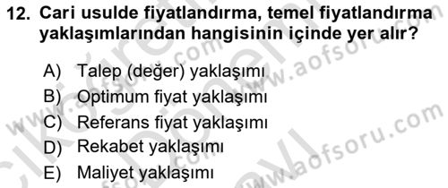 Pazarlama İlkeleri Dersi 2024 - 2025 Yılı (Final) Dönem Sonu Sınav Soruları 12. Soru