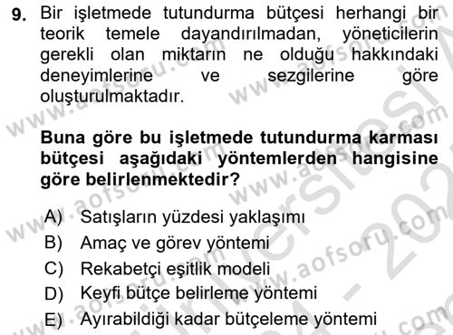 Pazarlama İlkeleri Dersi 2024 - 2025 Yılı (Final) Dönem Sonu Sınav Soruları 9. Soru