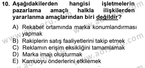Bütünleşik Pazarlama İletişimi Dersi 2012 - 2013 Yılı (Vize) Ara Sınav Soruları 10. Soru