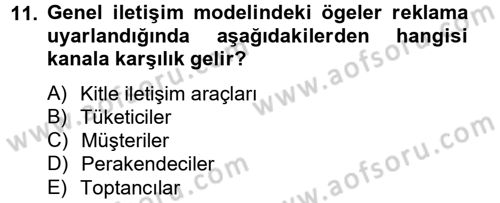 Bütünleşik Pazarlama İletişimi Dersi 2012 - 2013 Yılı (Vize) Ara Sınav Soruları 11. Soru