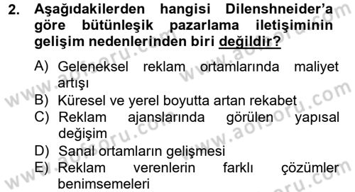 Bütünleşik Pazarlama İletişimi Dersi 2012 - 2013 Yılı (Vize) Ara Sınav Soruları 2. Soru