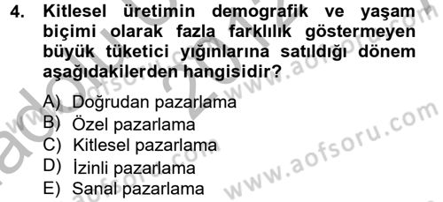 Bütünleşik Pazarlama İletişimi Dersi 2012 - 2013 Yılı (Vize) Ara Sınav Soruları 4. Soru