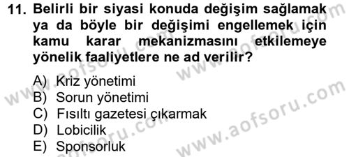 Bütünleşik Pazarlama İletişimi Dersi 2012 - 2013 Yılı (Final) Dönem Sonu Sınav Soruları 11. Soru