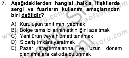 Bütünleşik Pazarlama İletişimi Dersi 2012 - 2013 Yılı (Final) Dönem Sonu Sınav Soruları 7. Soru