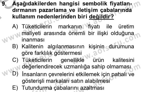 Bütünleşik Pazarlama İletişimi Dersi 2012 - 2013 Yılı (Final) Dönem Sonu Sınav Soruları 9. Soru