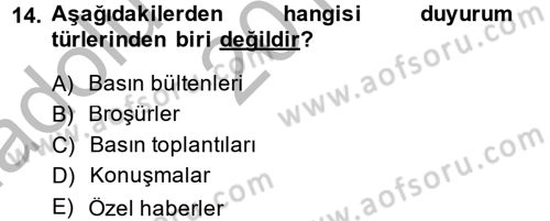Bütünleşik Pazarlama İletişimi Dersi 2013 - 2014 Yılı (Vize) Ara Sınav Soruları 14. Soru