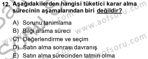 Bütünleşik Pazarlama İletişimi Dersi 2013 - 2014 Yılı (Final) Dönem Sonu Sınav Soruları 12. Soru