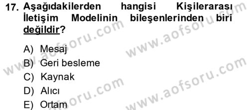 Bütünleşik Pazarlama İletişimi Dersi 2013 - 2014 Yılı (Final) Dönem Sonu Sınav Soruları 17. Soru