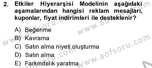 Bütünleşik Pazarlama İletişimi Dersi 2013 - 2014 Yılı (Final) Dönem Sonu Sınav Soruları 2. Soru