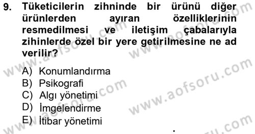 Bütünleşik Pazarlama İletişimi Dersi 2013 - 2014 Yılı Tek Ders Sınav Soruları 9. Soru