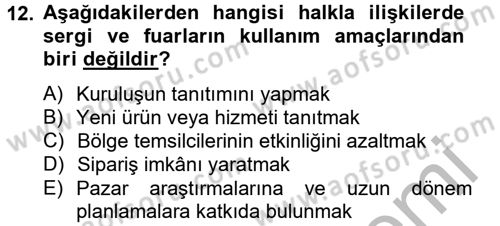 Bütünleşik Pazarlama İletişimi Dersi 2014 - 2015 Yılı (Vize) Ara Sınav Soruları 12. Soru