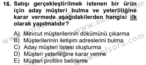 Bütünleşik Pazarlama İletişimi Dersi 2014 - 2015 Yılı (Vize) Ara Sınav Soruları 16. Soru