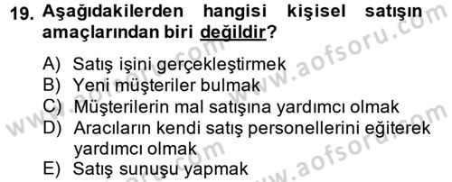 Bütünleşik Pazarlama İletişimi Dersi 2014 - 2015 Yılı (Vize) Ara Sınav Soruları 19. Soru