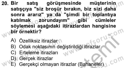 Bütünleşik Pazarlama İletişimi Dersi 2014 - 2015 Yılı (Vize) Ara Sınav Soruları 20. Soru