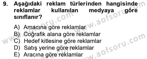Bütünleşik Pazarlama İletişimi Dersi 2014 - 2015 Yılı (Vize) Ara Sınav Soruları 9. Soru
