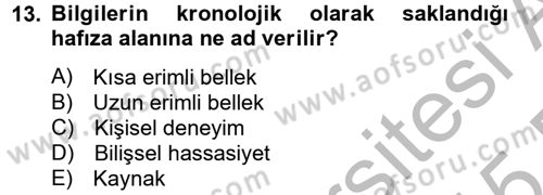 Bütünleşik Pazarlama İletişimi Dersi 2014 - 2015 Yılı (Final) Dönem Sonu Sınav Soruları 13. Soru
